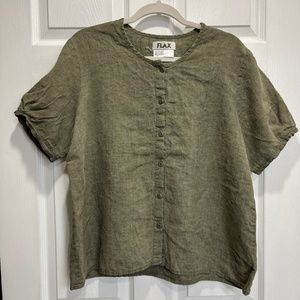 Flax Olive Button Down Shirt